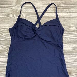 NWT Athleta Navy Blue Twist Up Tankini Bikini Top
